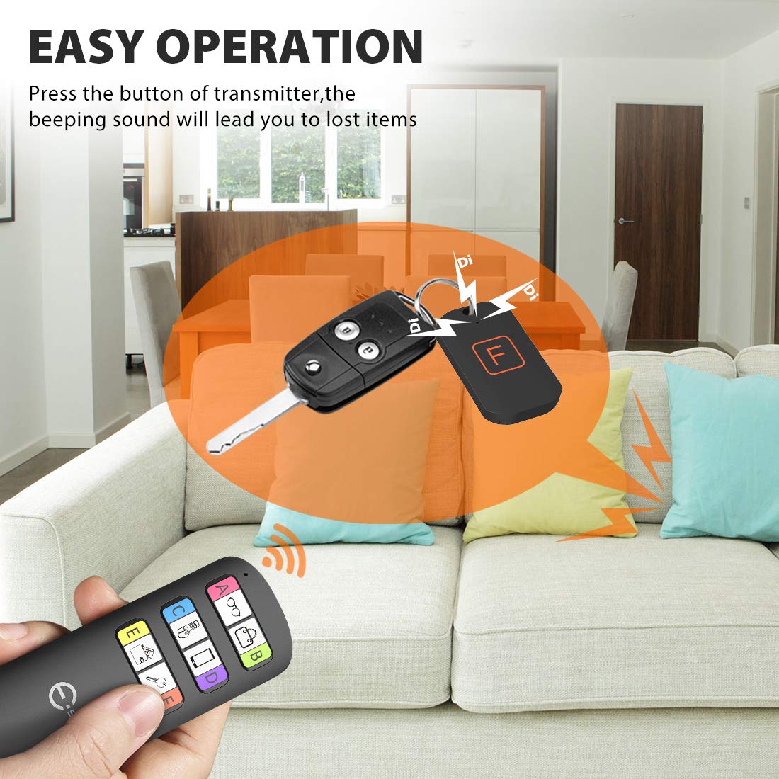 Segauin Key Finder Locator,Wireless Rf Item Locator With Letters